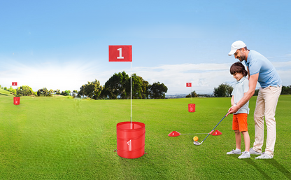 Backyard Golf Chipping Game – Portable Yard Golf Target Set with Pop-Up Buckets, Numbered Flags, Tee Markers & Carry Bag