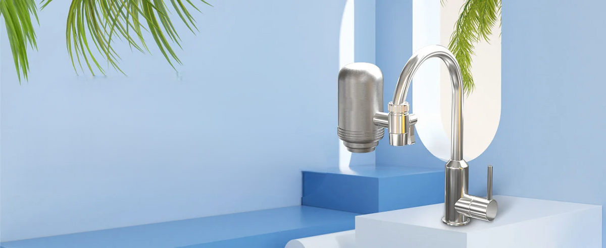 Faucet Water Filter for Kitchen Sink – Stainless Steel Tap Mount Water Filter