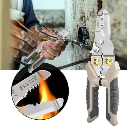 Multifunctional Wire Stripping Pliers – Stainless Steel Crimping, Cutting, and Shearing Tool for Electrical Work, Cables, and Household Wiring Projects