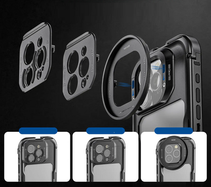 Phone Cage Video Rig with Dual Handles – Pro Stabilizer for iPhone 15 Pro/Max Filmmaking & Vlogging
