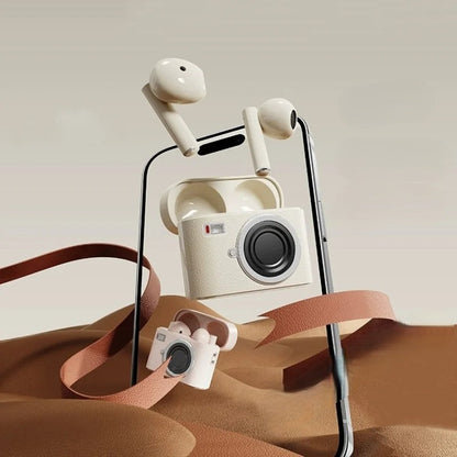 Retro Camera Earbuds – True Wireless Bluetooth Earphones with Semi-In-Ear Comfort