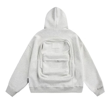 American Style Cotton Hoodie Backpack Set – Trendy Loose Autumn and Winter Casual Wear with Integrated Backpack Design