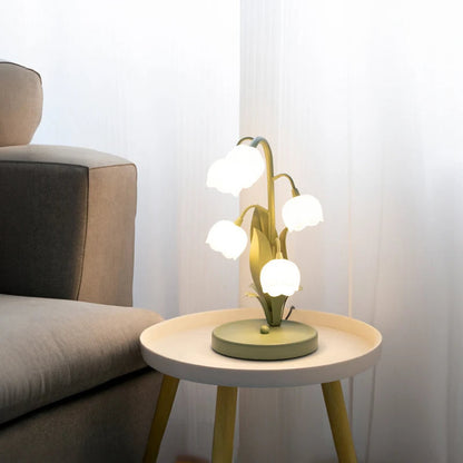 Vintage Floral Lily Table Lamp – Elegant Bedroom & Living Room Nightstand Light