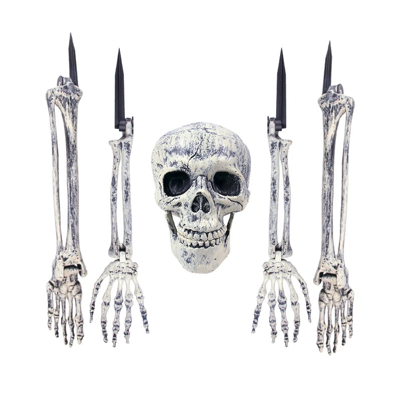 Halloween Skeleton Hand Props – Realistic Plastic Human Bone Decorations for Garden, Patio, Outdoor Lawn, and Haunted Party Displays