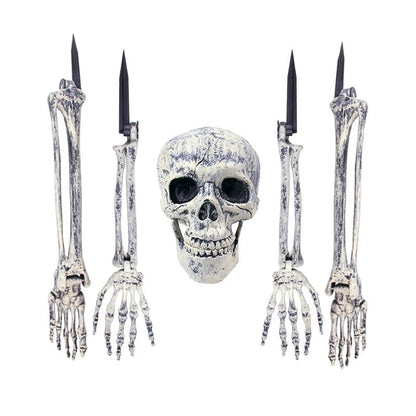 Halloween Skeleton Hand Props – Realistic Plastic Human Bone Decorations for Garden, Patio, Outdoor Lawn, and Haunted Party Displays