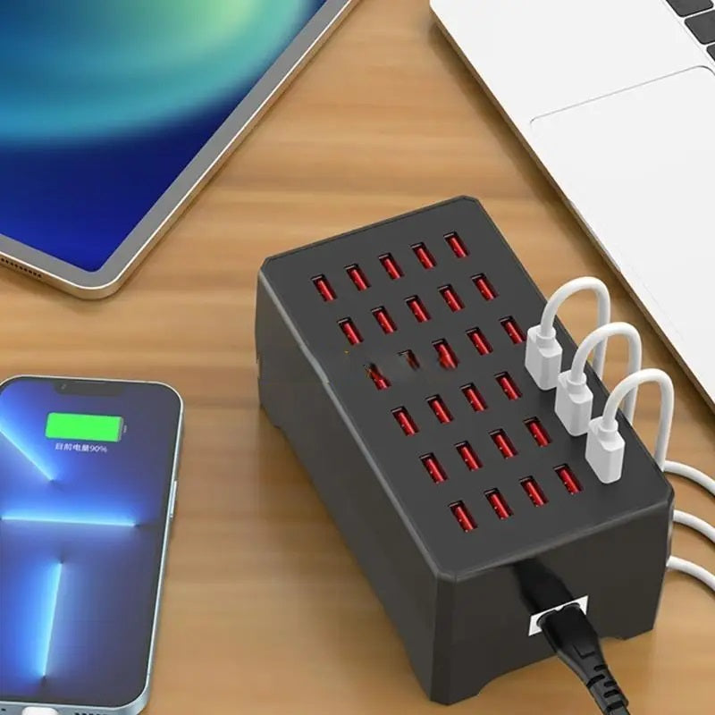 Multi-Device USB Charging Station – 150W 30-Port Desktop Power Hub for Phones, Tablets and Electronics Fast Charging