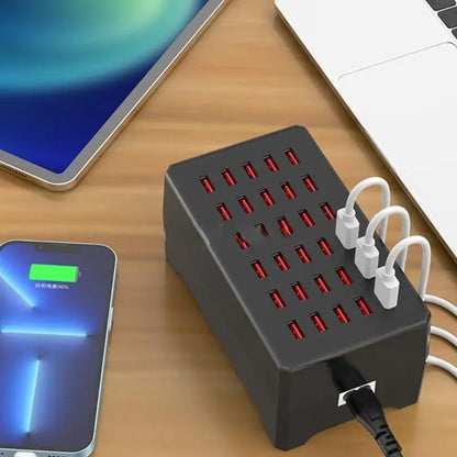 Multi-Device USB Charging Station – 150W 30-Port Desktop Power Hub for Phones, Tablets and Electronics Fast Charging