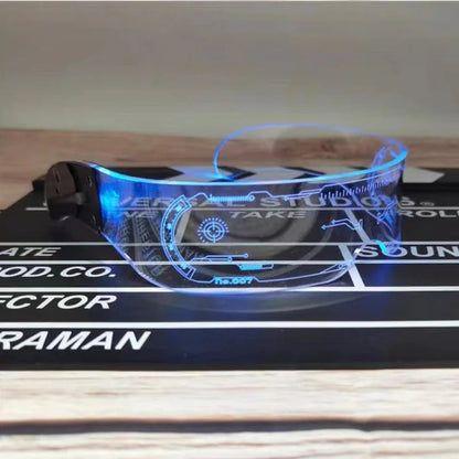 LED Light-Up Visor Glasses – Cool Cyberpunk Glow Eyewear for Festivals, Clubs, Halloween, and Futuristic Party Fun
