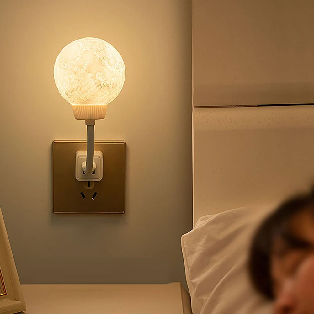 USB Moon Shaped Night Light – Plug-in, Energy-Saving, Voice-Controlled with 3 Lighting Modes Lamp