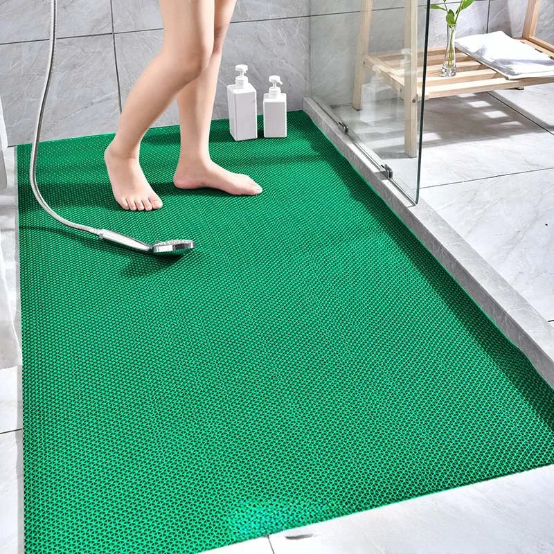 PVC Drainage Non-Slip Floor Mat – Commercial Mesh Bathroom and Pool Mat with Big Hollow Drain Design