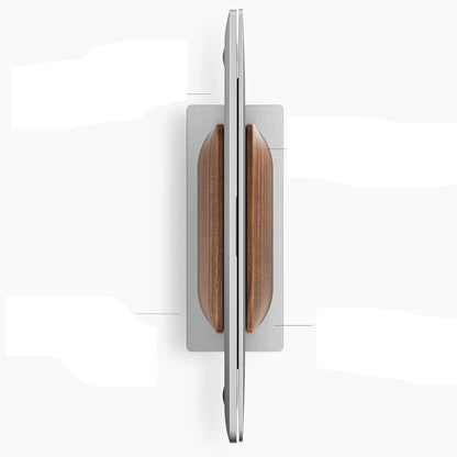 Vertical Laptop Stand – Premium Aluminum & Black Walnut Holder for MacBook, Dell, HP, Samsung & Surface, Elegant Desk Organizer