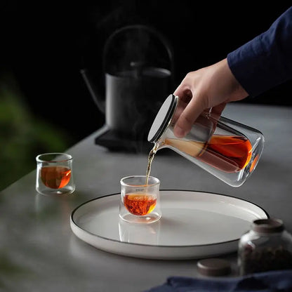 High-End Magnetic Glass Teapot – One-Button Filter, Anti-Scald, Heat-Resistant Cup for Effortless Brewing & Elegant Tea Presentation