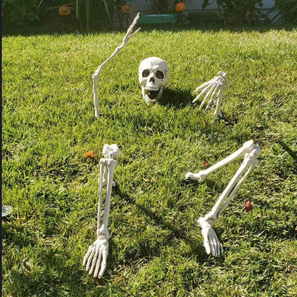 Halloween Skeleton Hand Props – Realistic Plastic Human Bone Decorations for Garden, Patio, Outdoor Lawn, and Haunted Party Displays