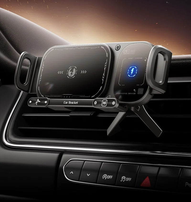 Wireless Car Charger & Rotating Phone Mount – 2-in-1  Fold Series & iPhone-Compatible Hands-Free Power for Every Drive
