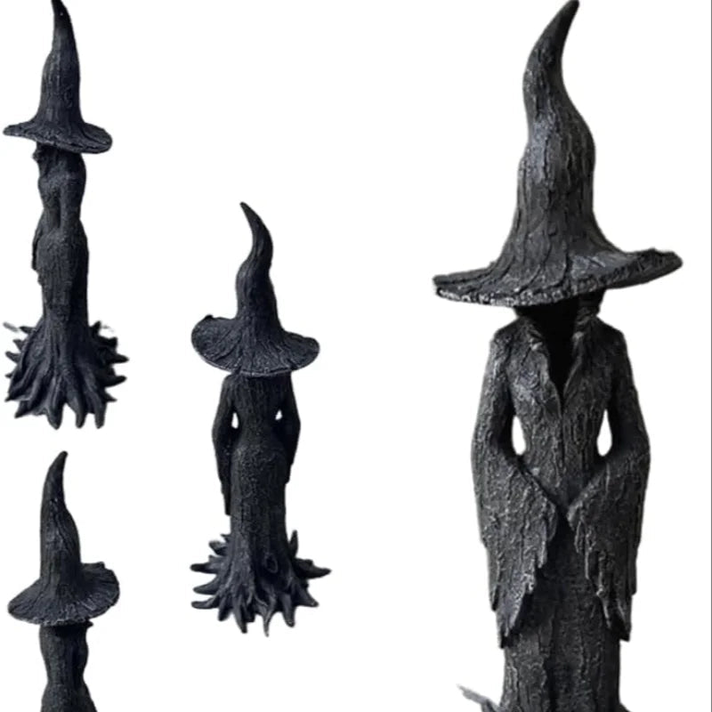 Gothic Halloween Witch Statue – Retro Resin Magician Figurine Collectible Dark Fantasy Ornament for Haunted Festival Home Décor