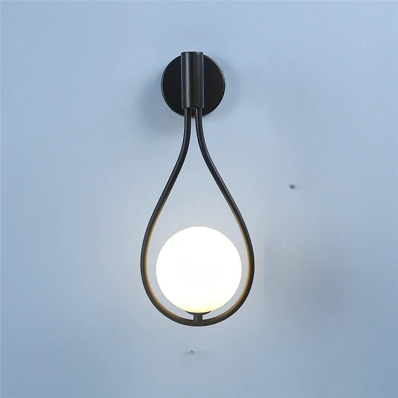 Modern Glass Ball Wall Sconce – Luxury Gold and Black Nordic Wall Light for Living Room, Bedroom, Staircase and Bedside Interior Decor