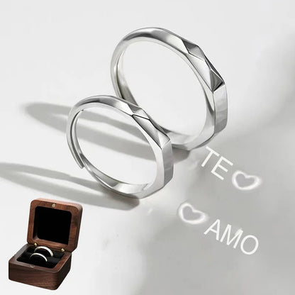 Sterling Silver S925 Silver Luminous Ring – Reflective Carved Love Surprise Jewelry with Hidden Pattern for Weddings & Gifts