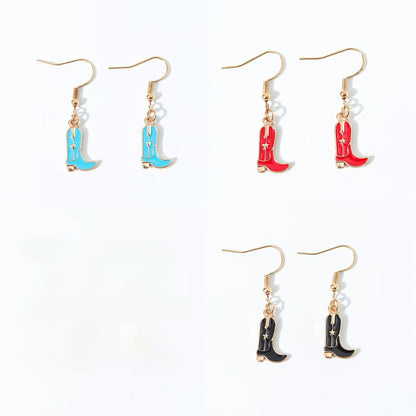 Western Cowboy Boots and Hat Earrings – Retro Bohemian Alloy Dangle Earrings for Daily Wear, Parties and Gift Accessories
