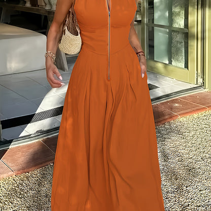 Women’s Long Maxi Dress – Sleeveless Polyester Summer Dress for Casual or Formal Occasions, Lightweight and Stylishly Comfortable