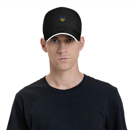 Ukraine Flag Baseball Cap – Patriotic Adjustable Hat with Trident Emblem, Breathable Black Cap for Outdoor Style & Pride