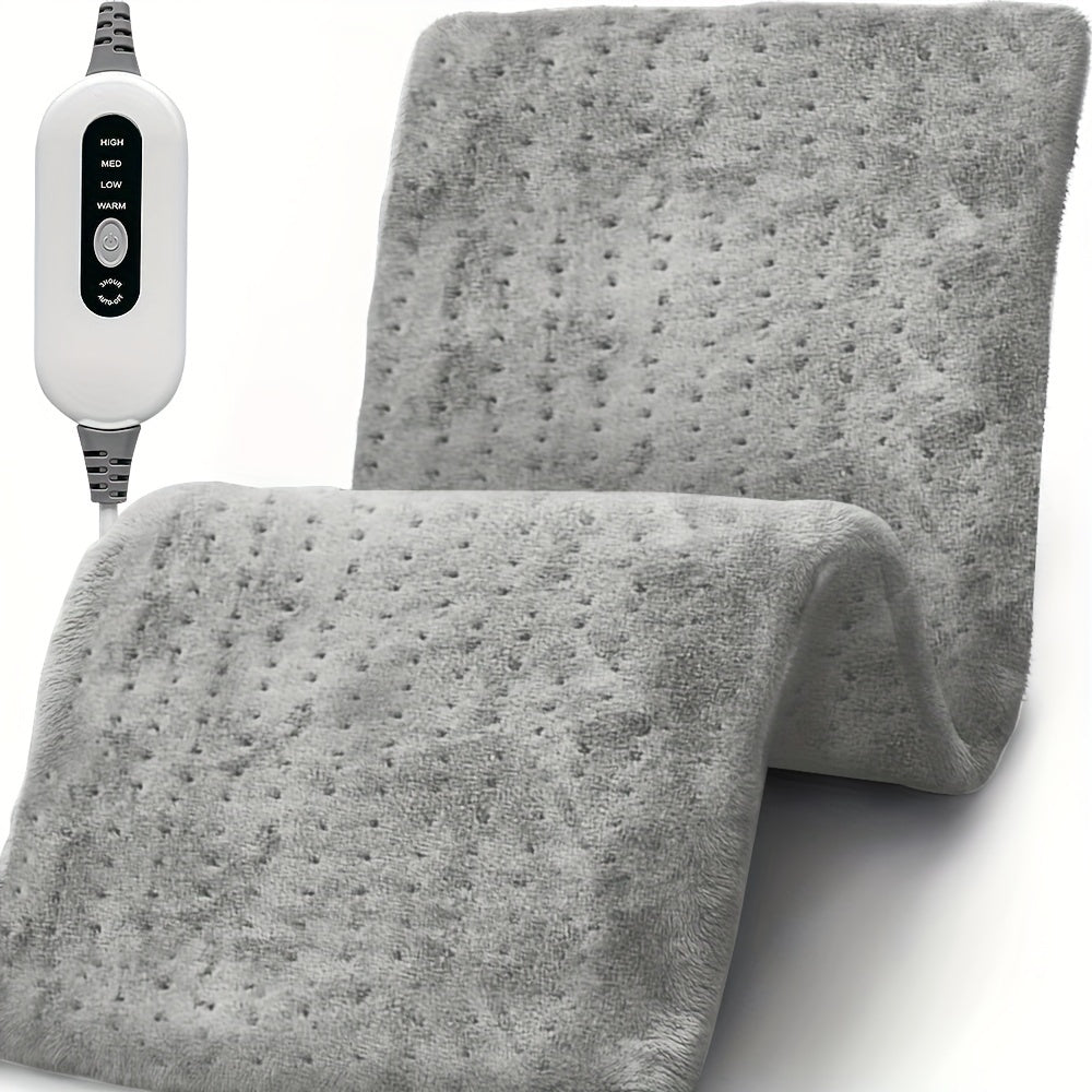 Soft Flannel Electric Heating Pad – 12”x24” Wrap with 4 Heat Settings, Auto Shut-Off, Fast Heating, Machine Washable for Full-Body Relief