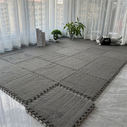 Plush Interlocking Carpet Tiles – 12 Foam Puzzle Mat Squares, 11.8 in, Hand-Washable