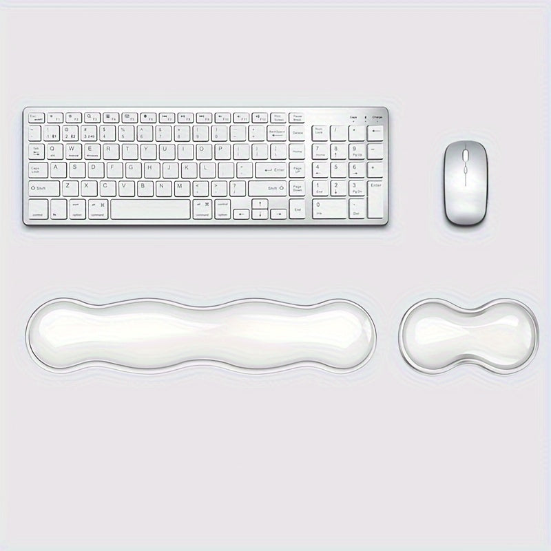 Cool Two-Piece Keyboard Hand Rest Set – Transparent Silicone Wrist Rest Pad for Mechanical Keyboards, Comfortable Ergonomic Mouse Support for Office and Gaming