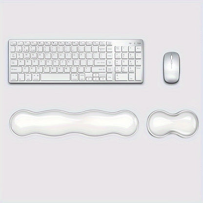 Cool Two-Piece Keyboard Hand Rest Set – Transparent Silicone Wrist Rest Pad for Mechanical Keyboards, Comfortable Ergonomic Mouse Support for Office and Gaming