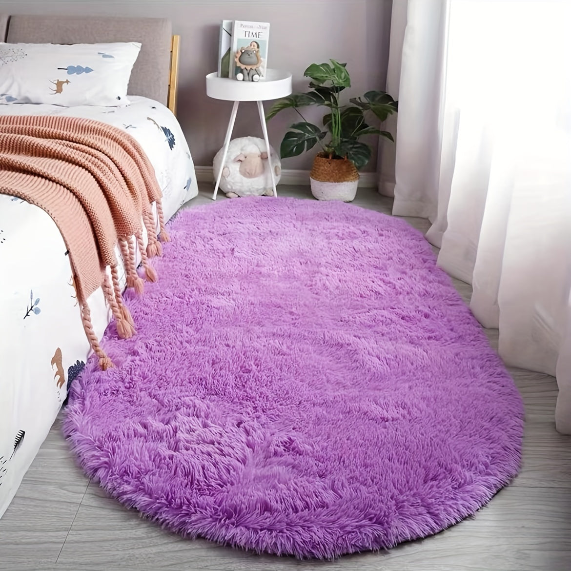Oval Bedside Carpet Mat – Stylish Bedroom Rug for Bedside, Living Room Coffee Table Accent, and Cozy Modern Home Décor