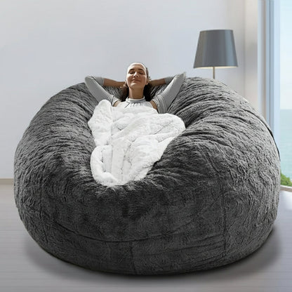 Soft Fluffy Plush Sofa Bean Bag Chair Cover – Faux Fur Slipcover for Cozy Seating, Living Room Decor, Gaming and Lounge Comfort (No Filling Included)