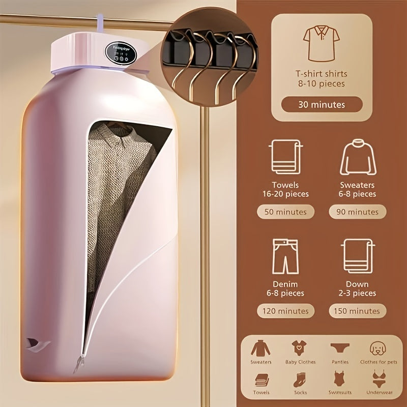 Fast & Easy Mini Dryer – Compact Clothes Dryer with Timer Function for Quick, Gentle Drying in Dorms, Apartments, RVs, or Small Homes