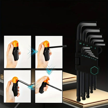 Universal Allen Wrench Set – 36-Piece SAE & Metric Hex Keys, Torx Star & Long Arm Ball Head T-Handle Design