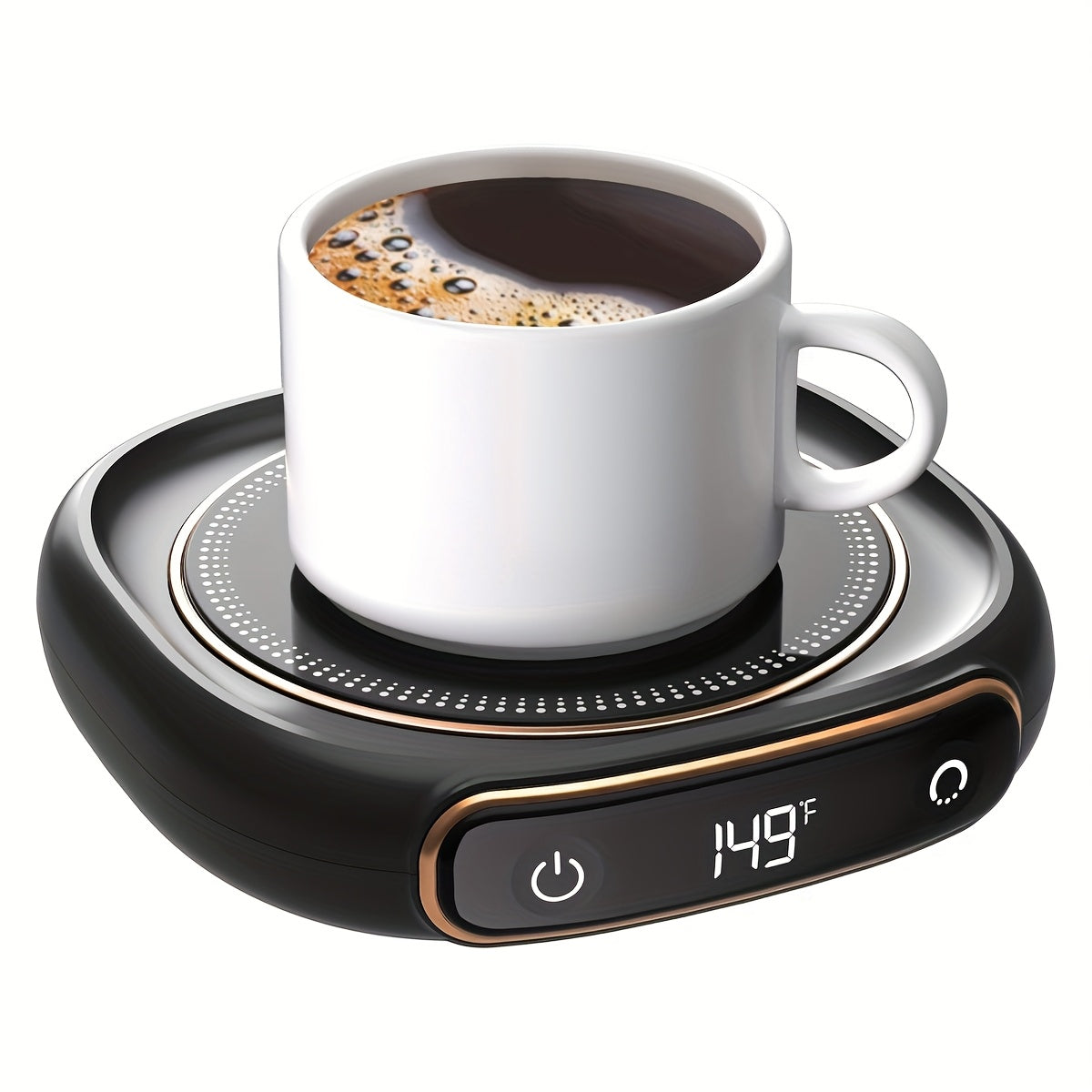 Smart Coffee Mug Warmer Pad – Sleek Black Heating Plate Keeps Drinks Hot with 8H Timer, Auto Shut-Off & Portable Design for Office or Home