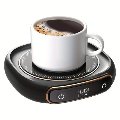 Smart Coffee Mug Warmer Pad – Sleek Black Heating Plate Keeps Drinks Hot with 8H Timer, Auto Shut-Off & Portable Design for Office or Home