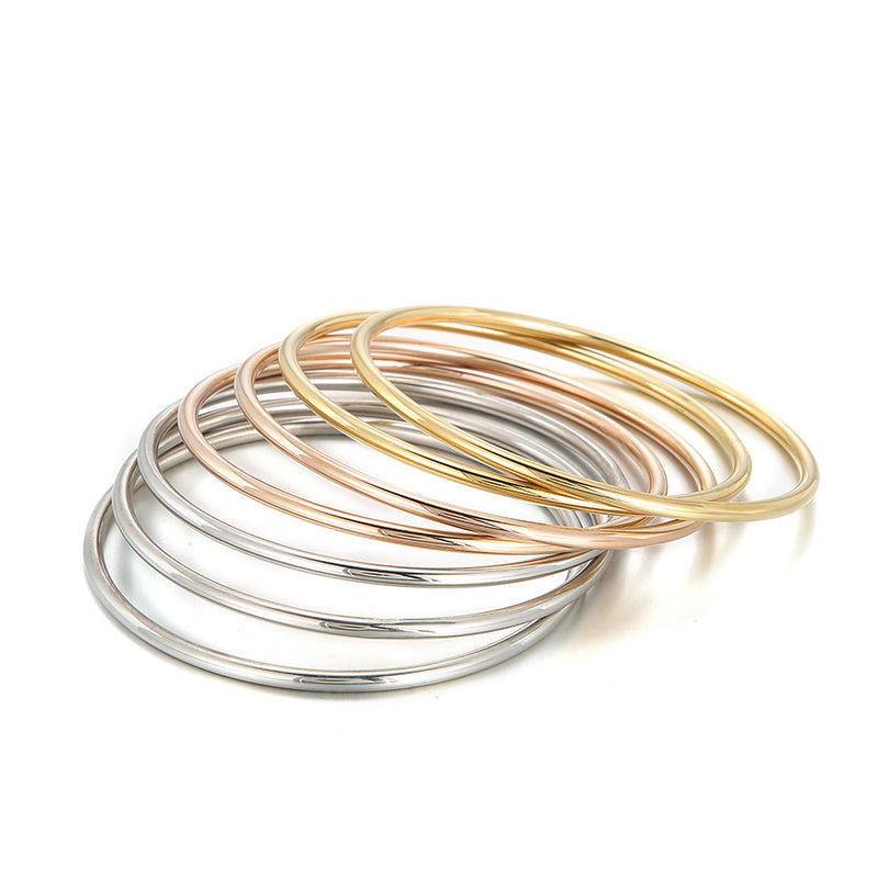 Stainless Steel Bangles for Women - 7pcs Multi-Color French Light Luxury Jewelry Set for Wedding, Gifts or Everyday Elegance