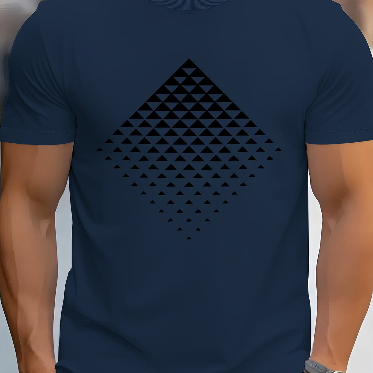 Men’s Black Mosaic Sports T-Shirt – Breathable Short Sleeve Tee for Comfortable Summer Fitness and Casual Wear