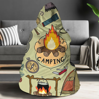Camping Hooded Wearable Blanket – Thick Plush Nap Cape for Sofa, Bed, or Travel Use, Cozy Warm Winter Magic Blanket