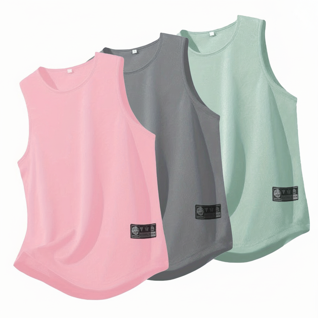 Three Piece Men’s Quick-Dry Mesh Vest Set – Moisture-Wicking Sleeveless Training Shirts for Running, Gym, Bodybuilding & Sports