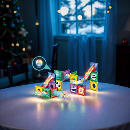 Magnetic Building Tiles with 3D Marble Run – 40-Piece  STEM Construction Set for Kids, Durable Educational Holiday Gift