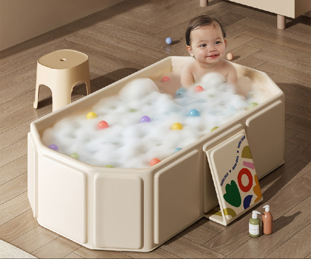 Kids Portable Collapsible Bathtub – Odor-Free, Space-Saving PVC Bath Tub with Anti-Slip Base, Ideal for Home or Travel for Ages 0–8