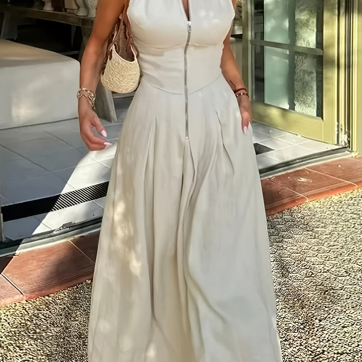 Women’s Long Maxi Dress – Sleeveless Polyester Summer Dress for Casual or Formal Occasions, Lightweight and Stylishly Comfortable