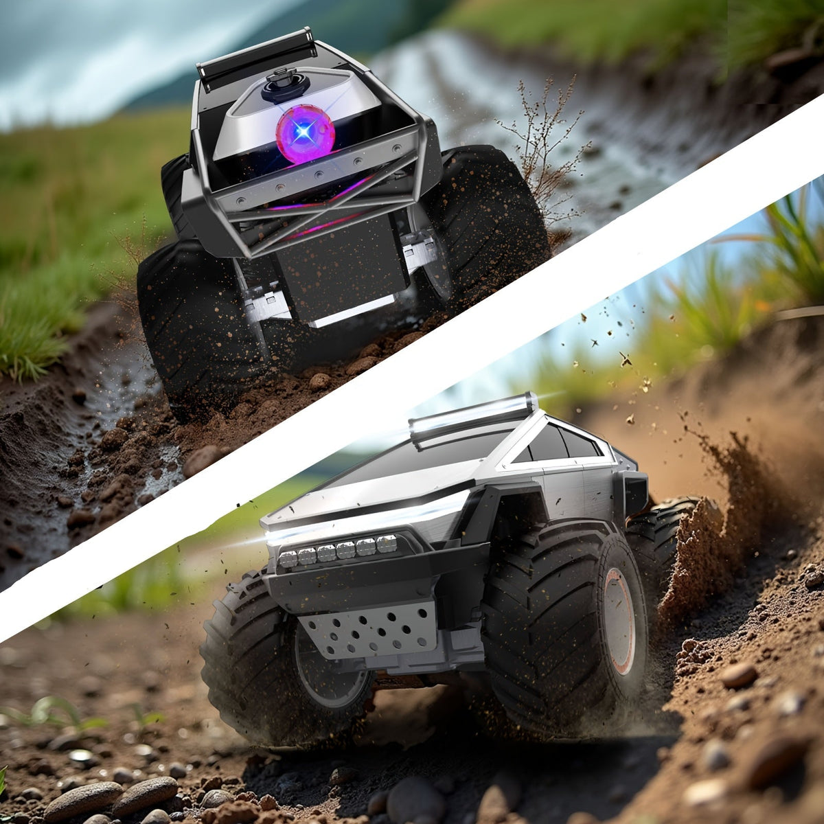 LED Monster Truck RC Toy – 4WD All-Terrain Remote Control Truck with Music, Lights & USB Rechargeable Fun for Kids 6+