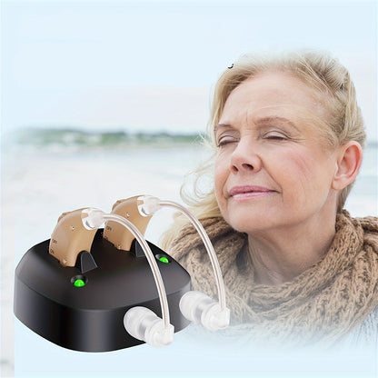 Rechargeable Amplifier Hearing Aids for Seniors – USB Powered Aids, Comfortable Beige Design with Clear Sound & Noise Reduction for All-Day Wear