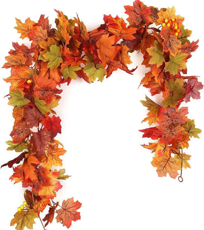 Autumn Maple Leaf Garland – 6.6 ft Artificial Fall Vine for Mantel, Staircase and Thanksgiving Table