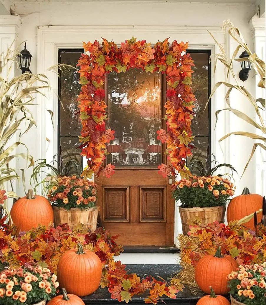 Autumn Maple Leaf Garland – 6.6 ft Artificial Fall Vine for Mantel, Staircase and Thanksgiving Table