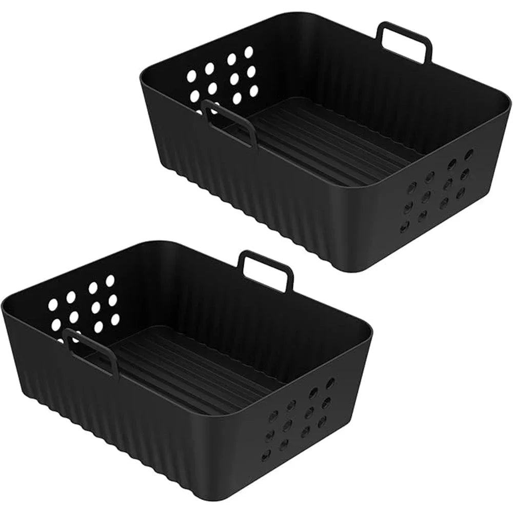 Reusable Silicone Air Fryer Liners – 2-Pack Non-Stick Baking Tray for Ninja XL Basket