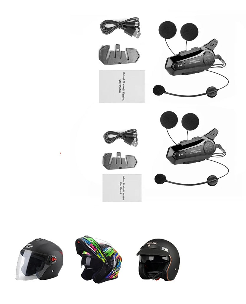 Bluetooth Motorcycle Helmet Intercom Headset – 1000M Wireless Interphone, Hands-Free Calls, Crystal Clear Audio for 2 Riders Touring & Adventure