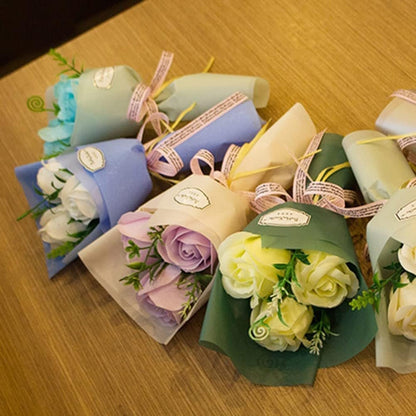 Rose Bouquet with 3 Heads- Hand Holding Soap Flower for Valentine's Day, Gift and Wedding Decoration