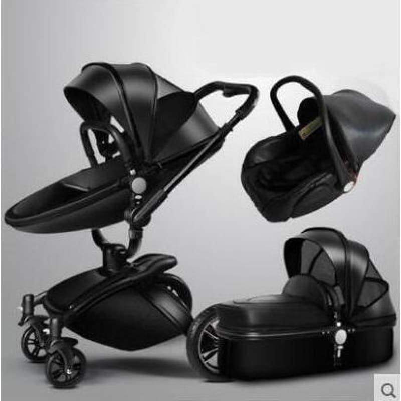 Baby Stroller - 3 in 1  Luxury Leather Aluminum Frame Stroller