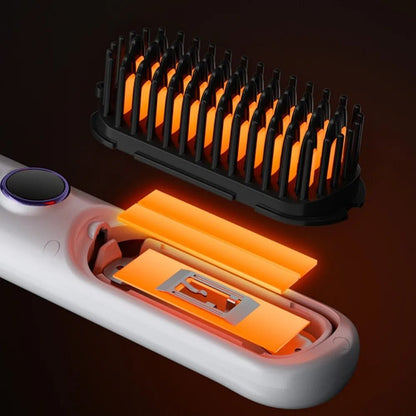 Cordless Heated Straightening Brush – Rechargeable, Nine Heat Settings, Travel Size